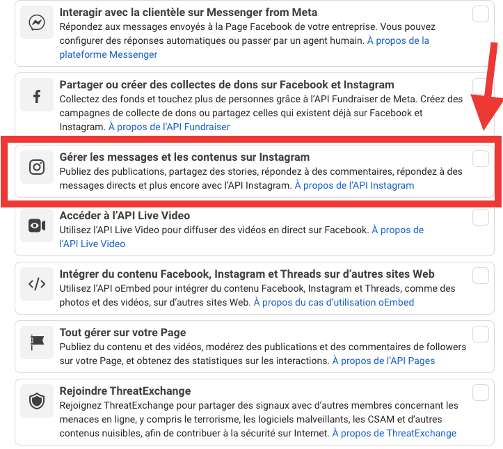 Le cas d'utilisation « Gérer les messages et contenus Instagram ».
